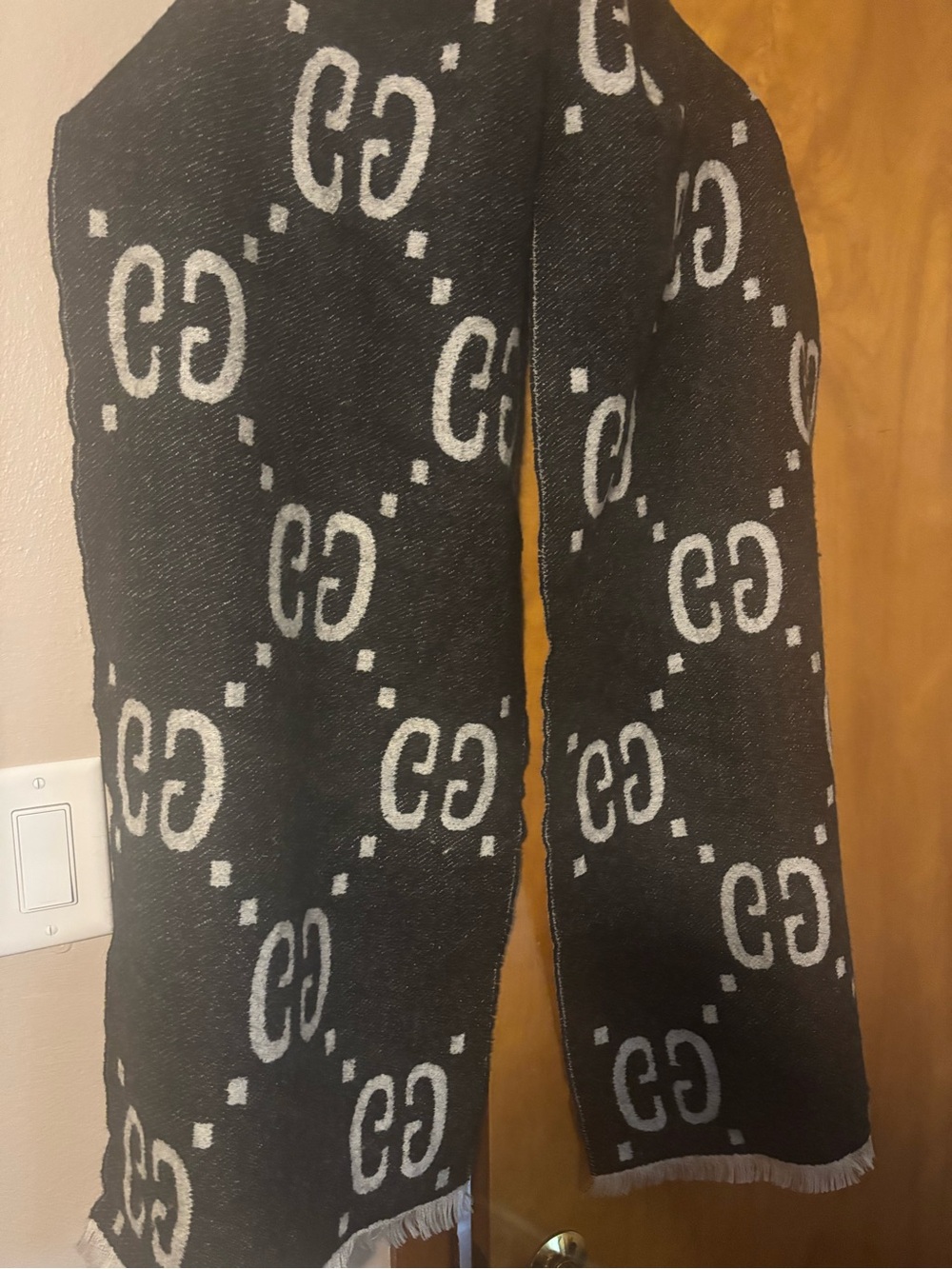 Gucci Black and Gray GG Logo Kids Scarf